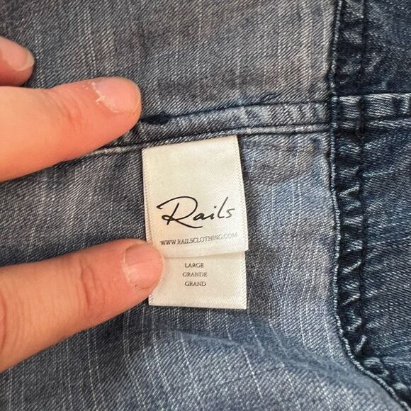 Rails Rhiannon Tie-Neck denim Chambray Dress size large - Picture 11 of 14